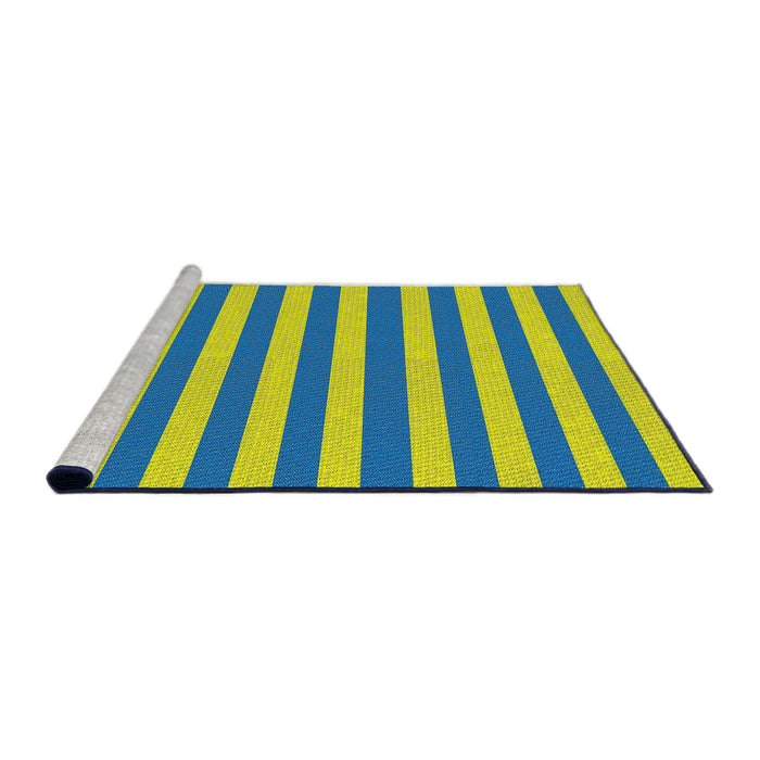 Serging Thickness of Machine Washable Transitional Bright Navy Blue Rug, wshpat306