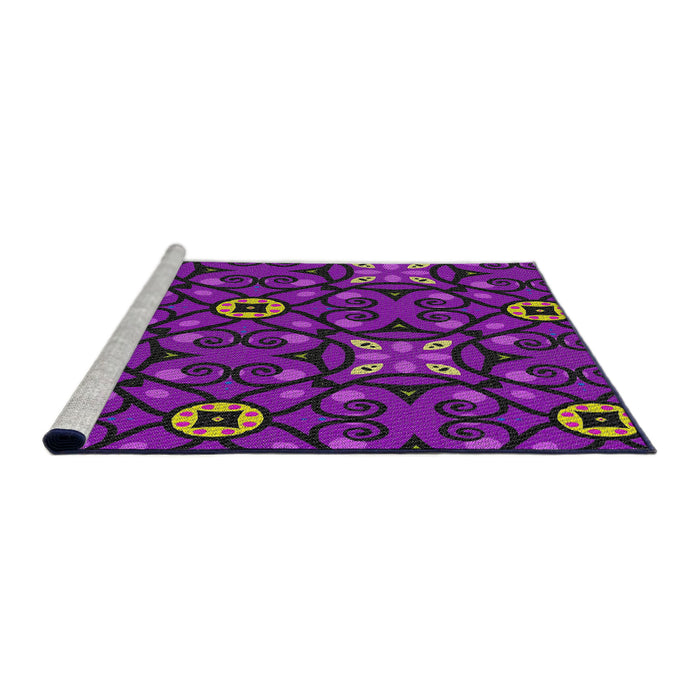 Serging Thickness of Machine Washable Transitional Dark Violet Purple Rug, wshpat3075