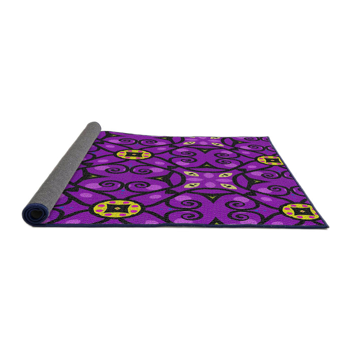 Thickness of Patterned Dark Violet Purple Novelty Rug, pat3075