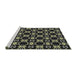 Serging Thickness of Machine Washable Transitional Black Rug, wshpat3076