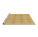 Serging Thickness of Machine Washable Transitional Chrome Gold Yellow Rug, wshpat3079