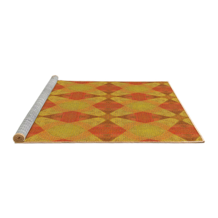 Serging Thickness of Machine Washable Transitional Orange Red Rug, wshpat3080