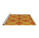 Serging Thickness of Machine Washable Transitional Orange Red Rug, wshpat3080