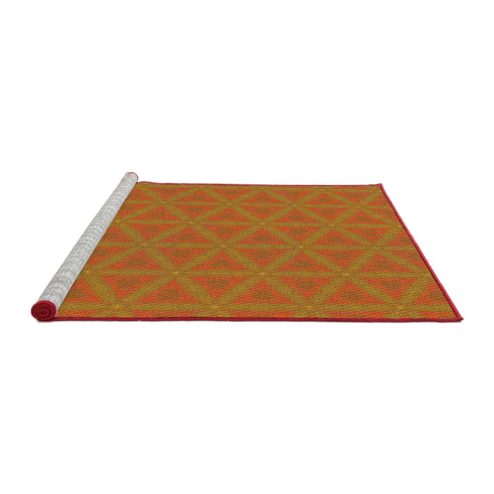 Serging Thickness of Machine Washable Transitional Dark Orange Rug, wshpat3081