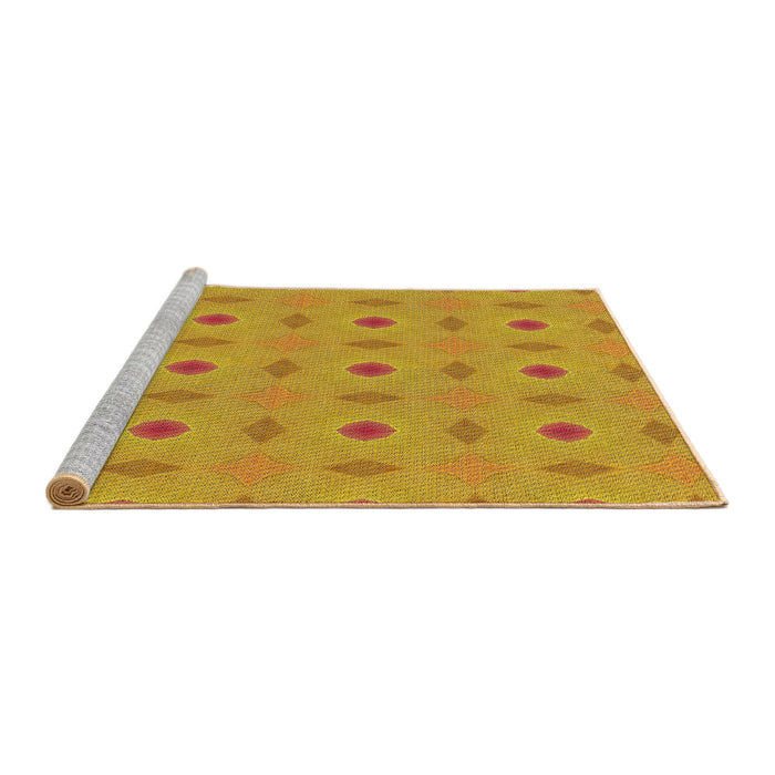 Serging Thickness of Machine Washable Transitional Deep Yellow Rug, wshpat3083