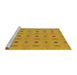 Serging Thickness of Machine Washable Transitional Deep Yellow Rug, wshpat3083