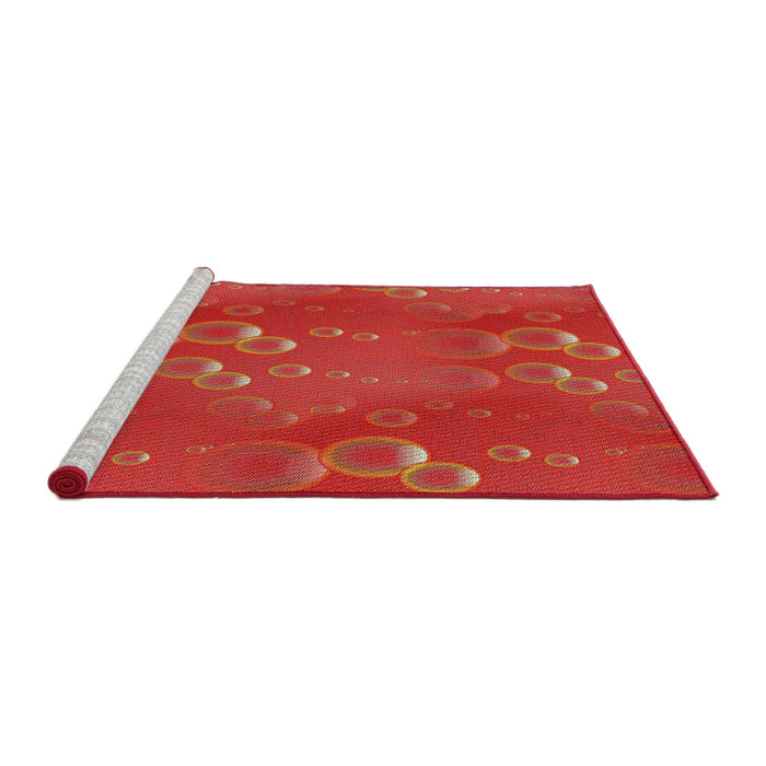 Serging Thickness of Patterned Red Abstract Machine Washable Rug, wshpat3085