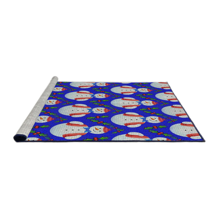 Serging Thickness of Machine Washable Transitional Blue Gray Rug, wshpat3088