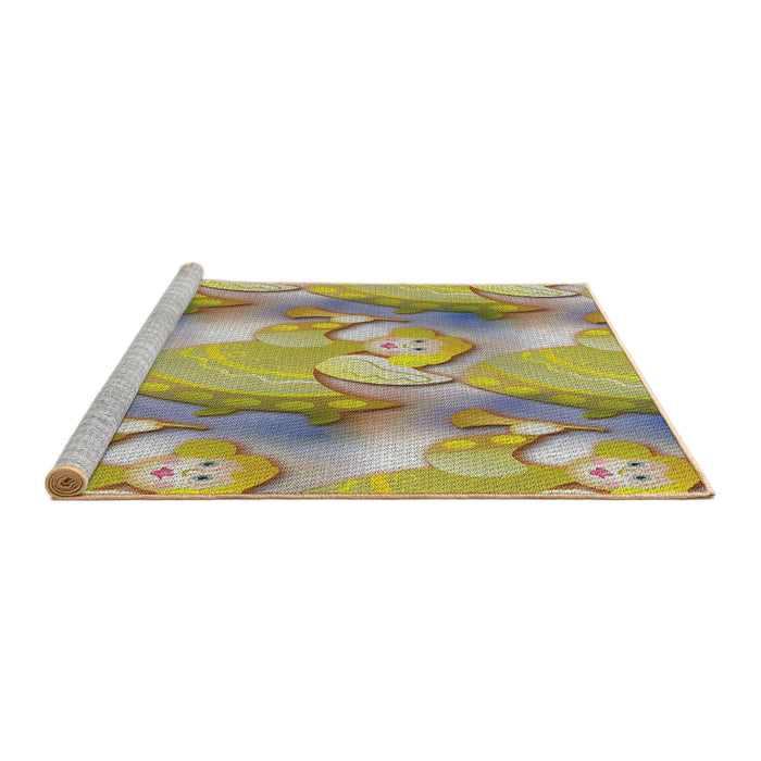 Serging Thickness of Machine Washable Transitional Brown Rug, wshpat3089