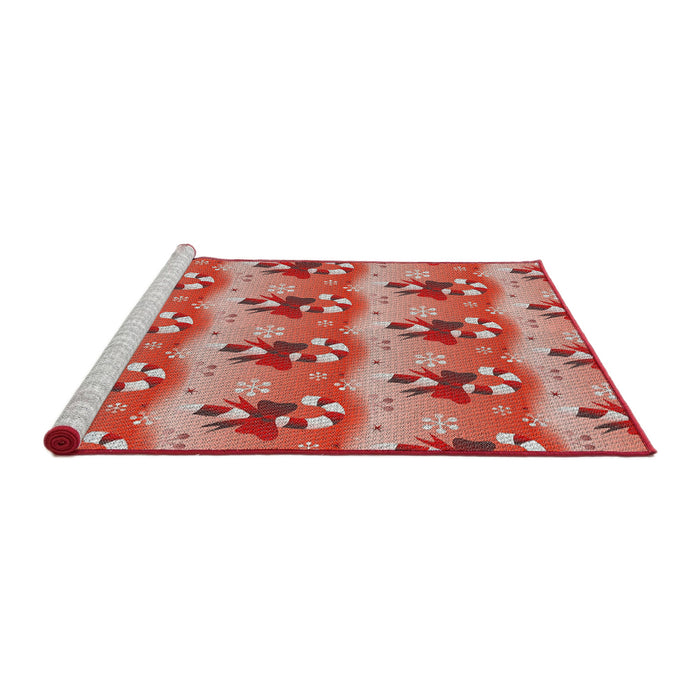 Serging Thickness of Machine Washable Transitional Red Rug, wshpat3091