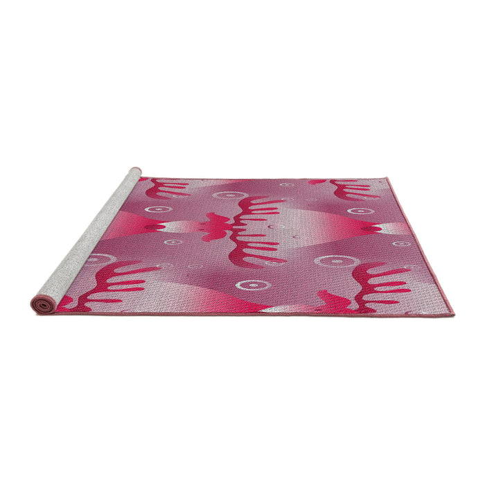 Serging Thickness of Machine Washable Transitional Cadillac Pink Rug, wshpat3092