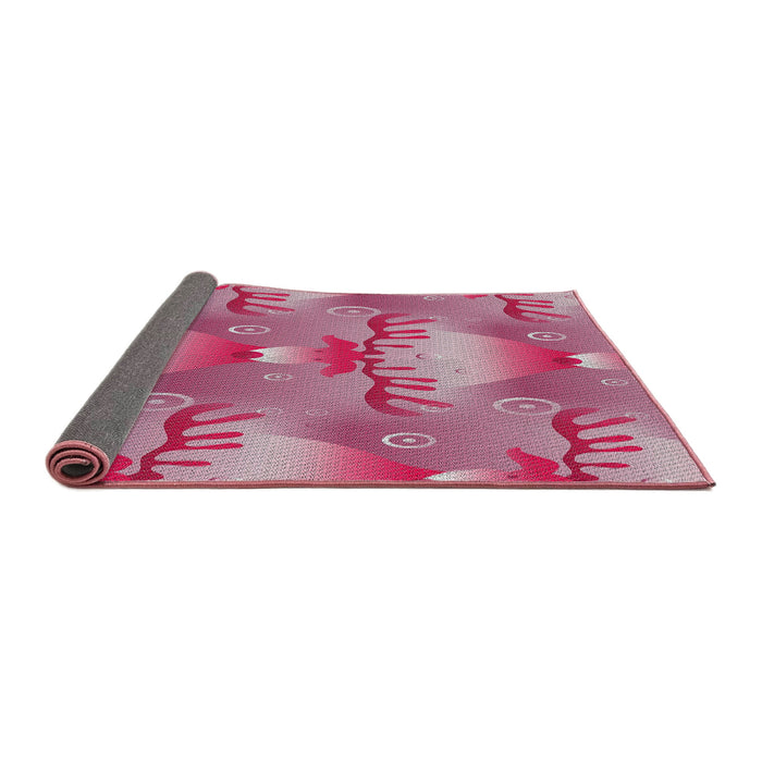 Thickness of Patterned Pink Novelty Rug, pat3092
