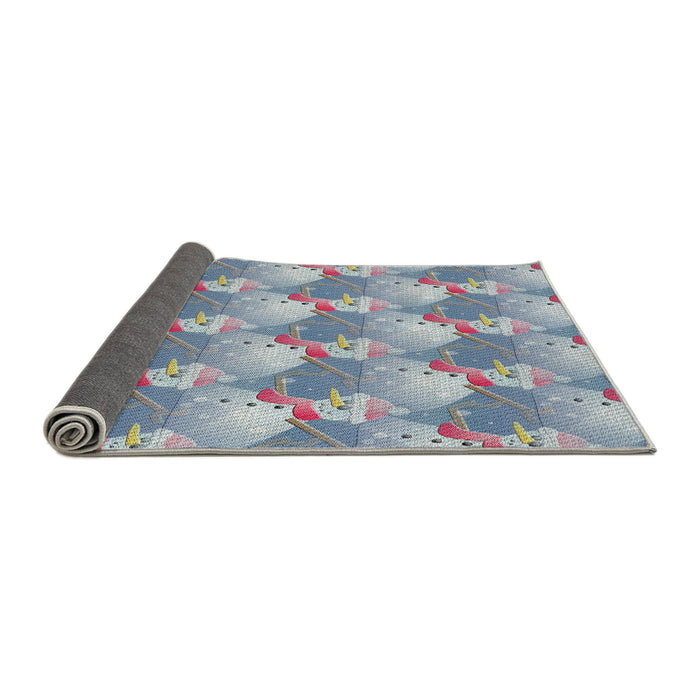 Thickness of Patterned Mist Blue Novelty Rug, pat3094