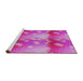 Serging Thickness of Machine Washable Transitional Deep Pink Rug, wshpat3097
