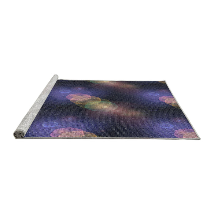 Serging Thickness of Machine Washable Transitional Night Blue Rug, wshpat3101