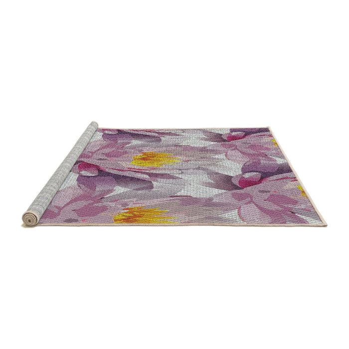 Serging Thickness of Machine Washable Transitional Raspberry Purple Rug, wshpat3103
