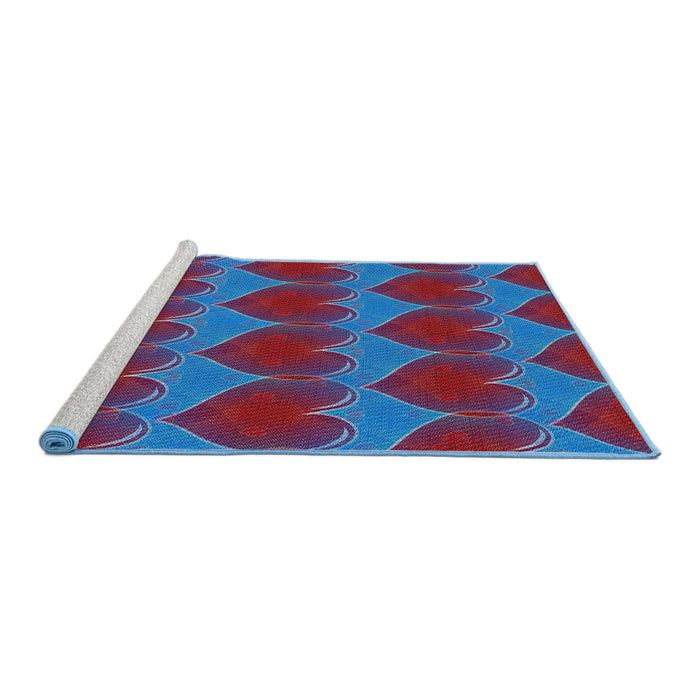 Serging Thickness of Machine Washable Transitional Blue Rug, wshpat3106
