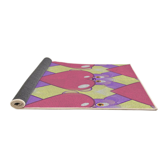 Thickness of Patterned Pink Novelty Rug, pat3107