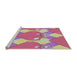 Serging Thickness of Machine Washable Transitional Pink Rug, wshpat3107