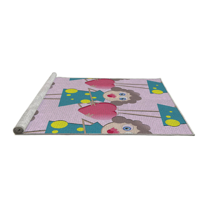 Serging Thickness of Machine Washable Transitional Mauve Taupe Purple Rug, wshpat3108