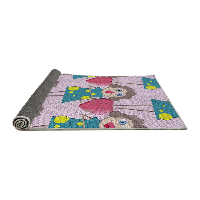 Thickness of Patterned Mauve Taupe Purple Novelty Rug, pat3108