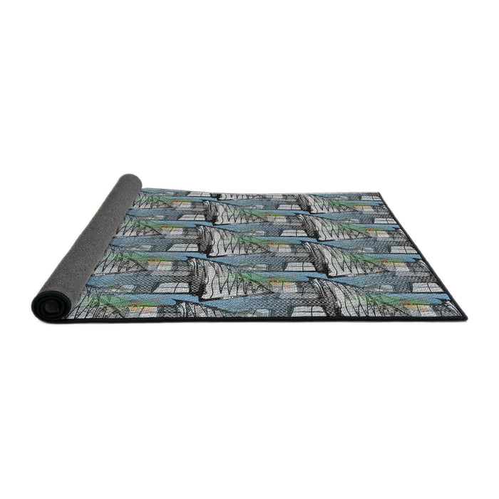 Thickness of Patterned Light Steel Blue Novelty Rug, pat3113