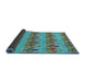 Thickness of Patterned Sky Blue Novelty Rug, pat3114