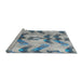 Serging Thickness of Machine Washable Transitional Gulf Blue Rug, wshpat3115