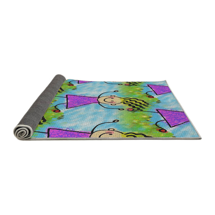 Thickness of Patterned Purple Novelty Rug, pat3116