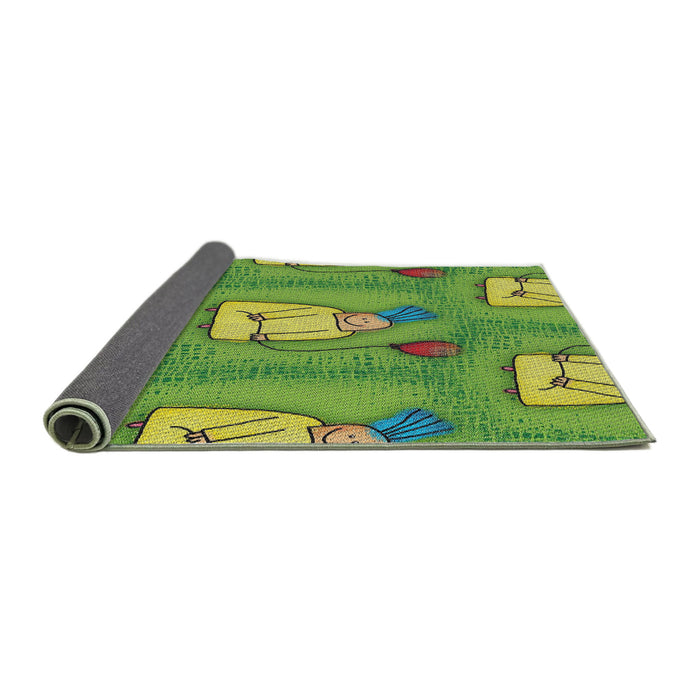 Thickness of Patterned Green Novelty Rug, pat3117