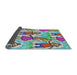 Thickness of Patterned Tiffany Blue Novelty Rug, pat3118