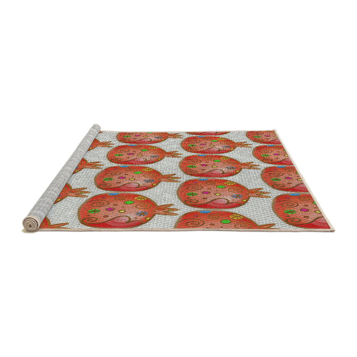 Serging Thickness of Machine Washable Transitional Red Rug, wshpat3120