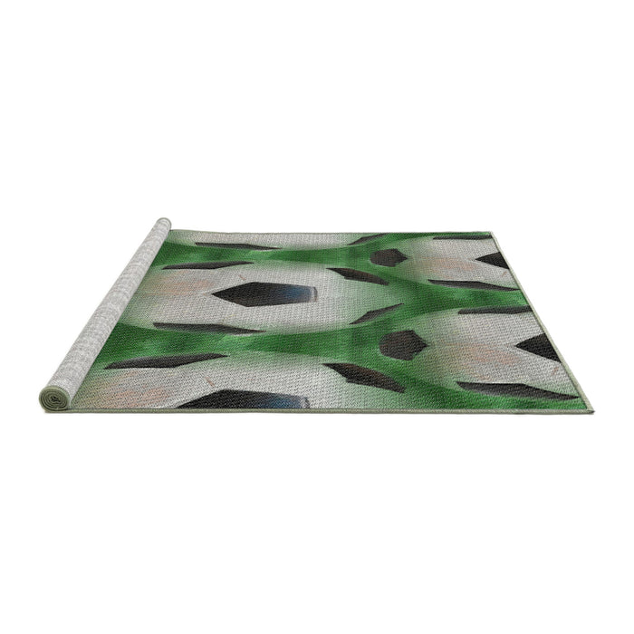 Serging Thickness of Machine Washable Transitional Medium Forest Green Rug, wshpat3121