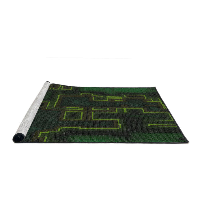 Serging Thickness of Machine Washable Transitional Black Rug, wshpat3130