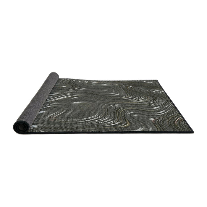 Thickness of Patterned Charcoal Black Novelty Rug, pat3133