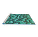 Serging Thickness of Machine Washable Transitional Turquoise Green Rug, wshpat3135