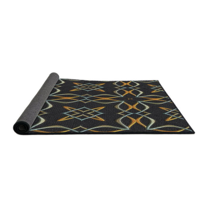 Thickness of Patterned Army Brown Novelty Rug, pat3137