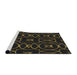 Serging Thickness of Machine Washable Transitional Brown Rug, wshpat3139