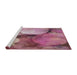 Serging Thickness of Machine Washable Transitional Pink Rug, wshpat3146