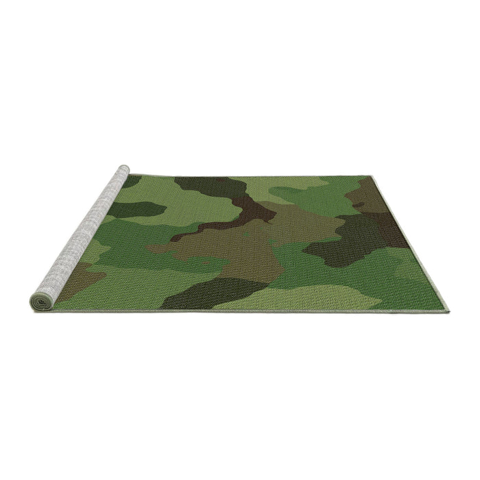 Serging Thickness of Machine Washable Transitional Dark Forest Green Rug, wshpat3148