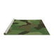 Serging Thickness of Machine Washable Transitional Dark Forest Green Rug, wshpat3148