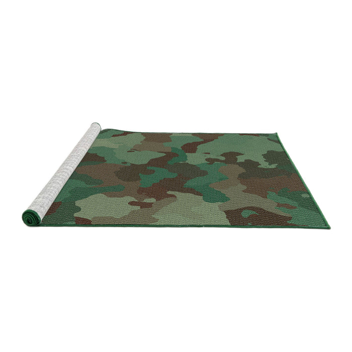 Serging Thickness of Machine Washable Transitional Green Rug, wshpat3149