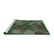 Serging Thickness of Machine Washable Transitional Green Rug, wshpat3149