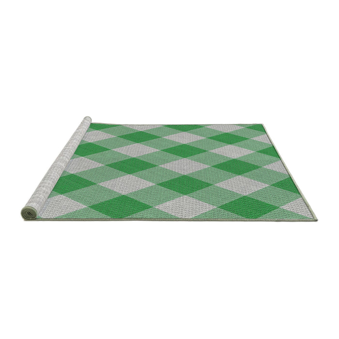 Serging Thickness of Machine Washable Transitional Light Green Rug, wshpat3151