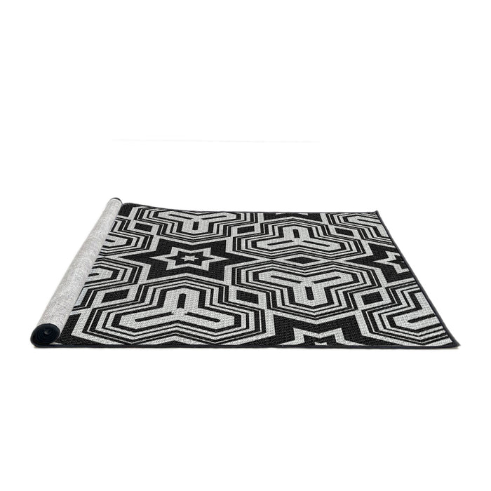Serging Thickness of Machine Washable Transitional Light Gray Rug, wshpat3152