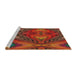 Serging Thickness of Machine Washable Transitional Tomato Red Rug, wshpat3162