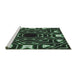 Serging Thickness of Machine Washable Transitional Green Rug, wshpat3163