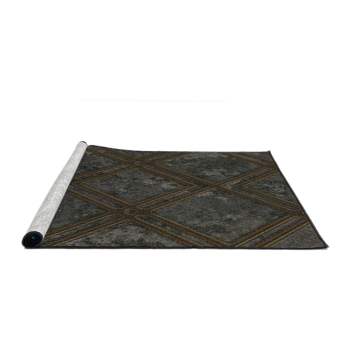 Serging Thickness of Machine Washable Transitional Midnight Gray Rug, wshpat3166