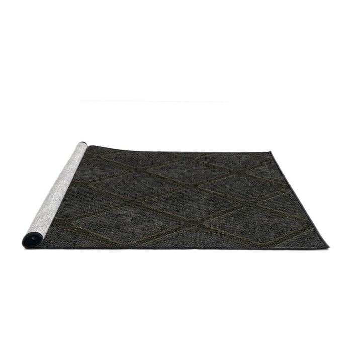Serging Thickness of Machine Washable Transitional Black Rug, wshpat3167