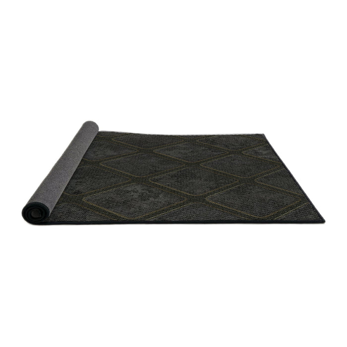 Thickness of Patterned Black Novelty Rug, pat3167
